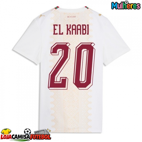 Camisa de Futebol Marrocos Ayoub El Kaabi #20 Equipamento Secundário Mulheres Mundo 2026 Manga Curta